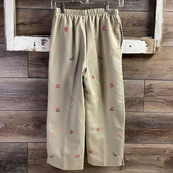 KORET Petite Ladies Khaki FloralEmbroidered Pants Slacks Size 4P - Picture 5 of 9